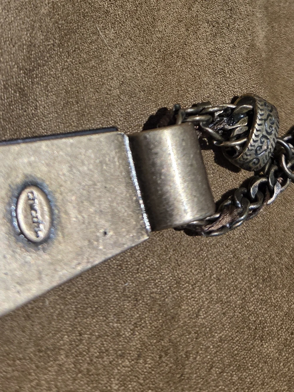 VINTAGE Chico's Vintage-Style Black Pendant Necklace - Bronze Chain